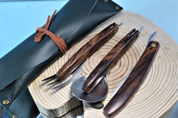 Kei Goto GH-400  3-pc. Folding Damascus Cutlery Set