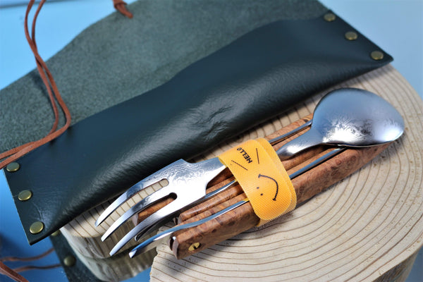 Kei Goto GH-400  3-pc. Folding Damascus Cutlery Set