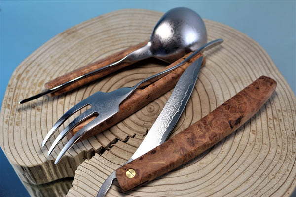 Kei Goto GH-400  3-pc. Folding Damascus Cutlery Set