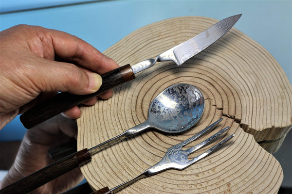 Kei Goto GH-450  3-pc. Damascus Cutlery Set - japaneseknifedirect.mom