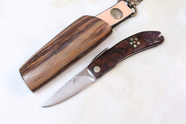 Kei Goto GH-40SI New Higonokami, Salmone Head Carved Ironwood - japaneseknifedirect.mom