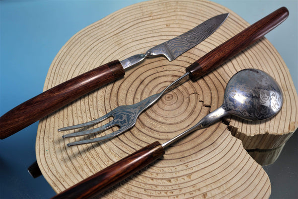 Kei Goto GH-450  3-pc. Damascus Cutlery Set - japaneseknifedirect.mom