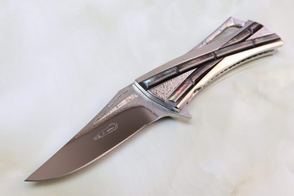 Koji Hara KH-205BMOP "CLOSER, Jr, Black Lip MOP inlays" - japaneseknifedirect.mom
