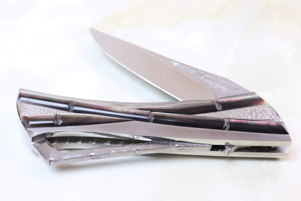 Koji Hara KH-205BMOP "CLOSER, Jr, Black Lip MOP inlays" - japaneseknifedirect.mom