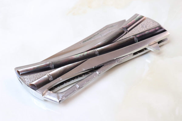 Koji Hara KH-205BMOP "CLOSER, Jr, Black Lip MOP inlays" - japaneseknifedirect.mom