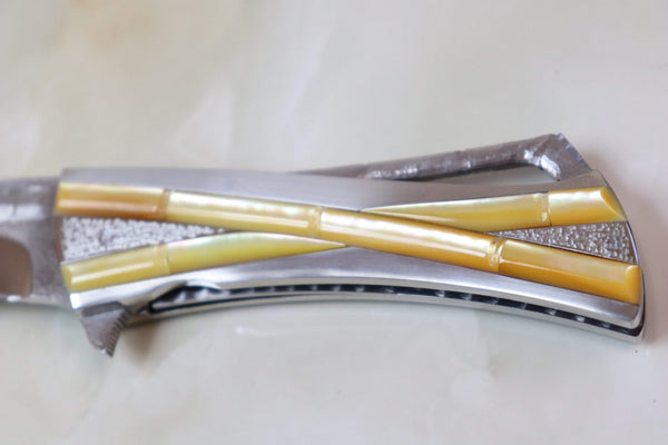 Koji Hara KH-205GMOP "CLOSER, Jr, GOLD Lip MOP inlays" - japaneseknifedirect.mom