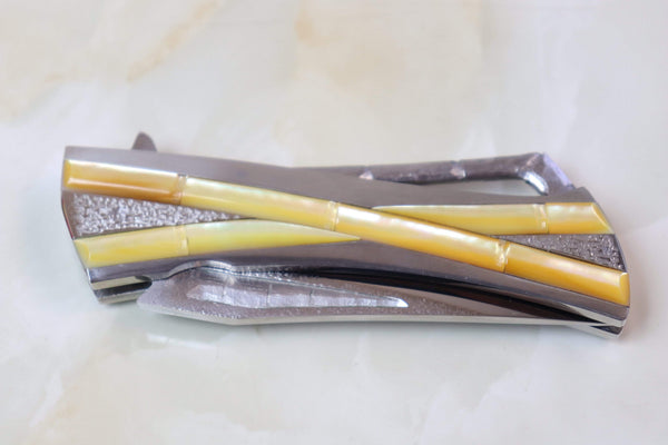 Koji Hara KH-205GMOP "CLOSER, Jr, GOLD Lip MOP inlays" - japaneseknifedirect.mom