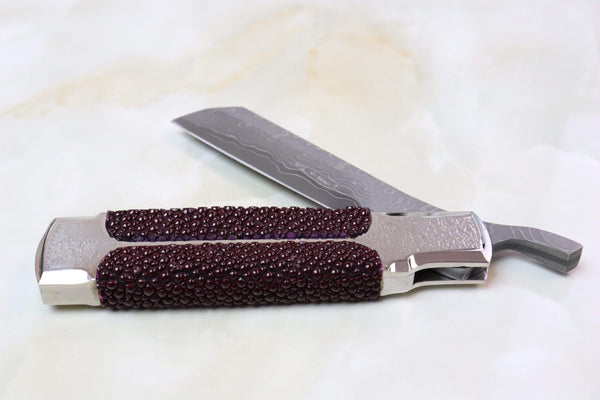 Koji Hara KH-290 Kumokiri Higonokami | Brown Stingray - japaneseknifedirect.mom