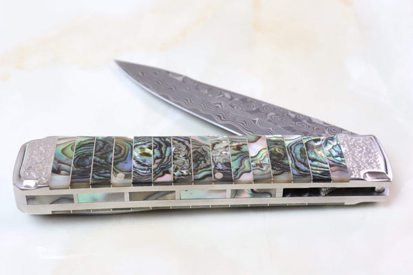 Koji Hara KH-310DA "30th Anniversary Knife, Damascus Abalone" - japaneseknifedirect.mom