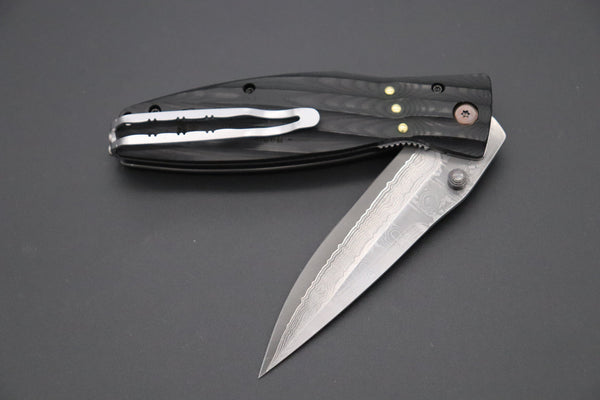 Mcusta SENGOKU Series MC-181D "ODA NOBUNAGA" VG-10 Damascus Blade with Black Micarta handle (Now with Pocket clip!) - japaneseknifedirect.mom