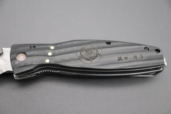 Mcusta SENGOKU Series MC-181D "ODA NOBUNAGA" VG-10 Damascus Blade with Black Micarta handle (Now with Pocket clip!) - japaneseknifedirect.mom