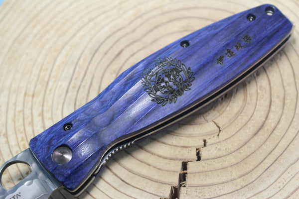 Mcusta SENGOKU Series MC-186G "DATE MASAMUNE" SPG-2 SAN MAI Blade with Blue Pakkawood Handle, Now with Pocket clip! - japaneseknifedirect.mom