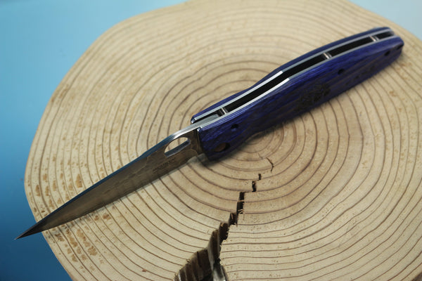 Mcusta SENGOKU Series MC-186G "DATE MASAMUNE" SPG-2 SAN MAI Blade with Blue Pakkawood Handle, Now with Pocket clip! - japaneseknifedirect.mom