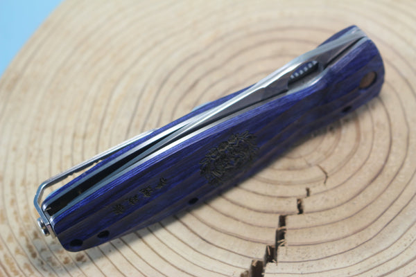 Mcusta SENGOKU Series MC-186G "DATE MASAMUNE" SPG-2 SAN MAI Blade with Blue Pakkawood Handle, Now with Pocket clip! - japaneseknifedirect.mom