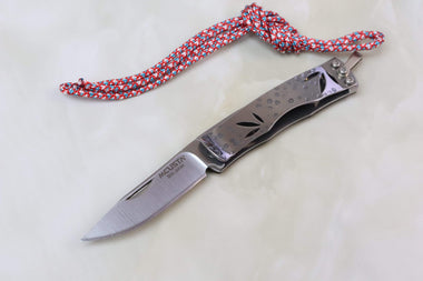 Mcusta "Take" 竹(Bamboo) Money Clip & Neck Knife MC-151 Kuro-Take, African Ebonywood - japaneseknifedirect.mom