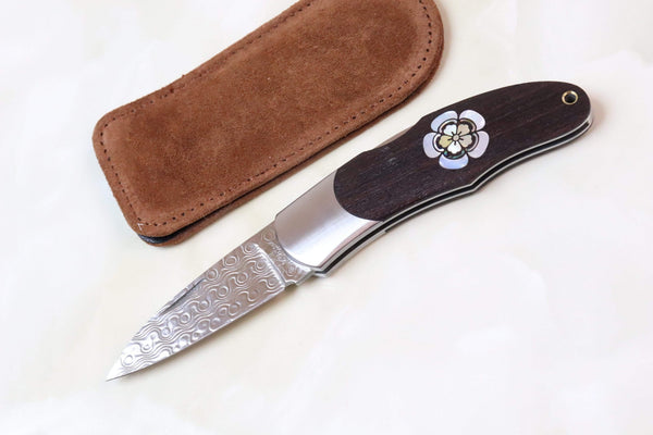 MOKI "Busho" 武将 Series Limited Edition Folders MK-207NO Nobunaga Oda, Abalone & Yellow MOP - japaneseknifedirect.mom