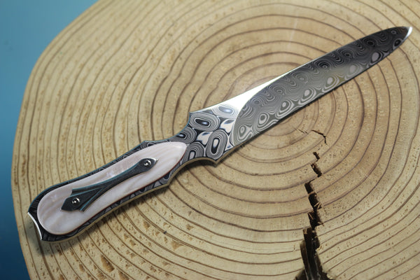 Ritsu Maruyama RM-20  "LITTLE DAGGER" DS93X Hakkapella Damascus blade