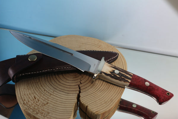 Seizo Imai by Inagaki SI-55 "Big Fighter", AUS-8 Blade, Stag & Wood Combo Handles