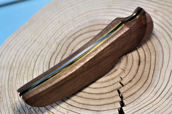 Seizo Imai SI-16 "GERBER Folding Hunter", Lockback Folder, HS Blade, Walnut Wood Handle"