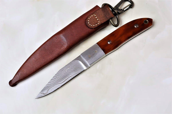 Seizo Imai SI-22 "LOVELESS Stiff Horn",  VG-10 Damascus Blade,  Genuine Stag, Jigged Bone, Ivory Micarta or Amber Resin Handle" - japaneseknifedirect.mom
