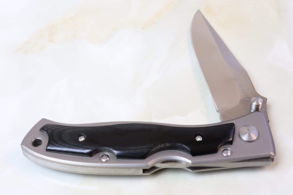 Seki Cut SC-169 Silver Impulse Front Lock Folder | Linen Micarta Handle - japaneseknifedirect.mom