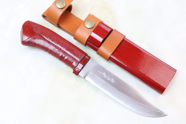 Takeshi Saji TS-10 Akabi (赤備)  | White Steel No.2 Damascus - japaneseknifedirect.mom