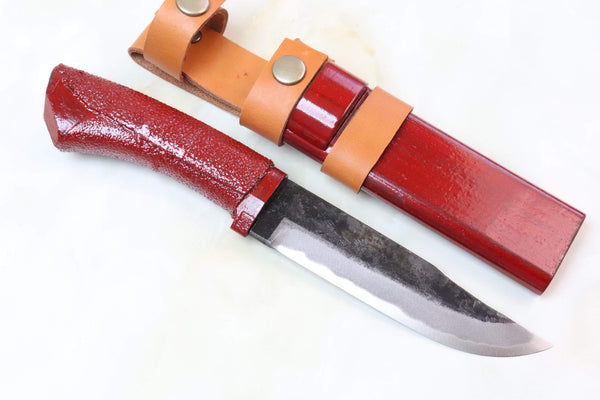 Takeshi Saji TS-10AS Akabi (赤備) Black Forged Aogami Super Kurouchi Blade - japaneseknifedirect.mom