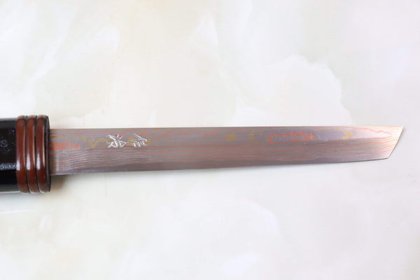 Takeshi Saji TS-115 "Wafu-Kogatana Rainbow Damascus" (和風小刀） - japaneseknifedirect.mom