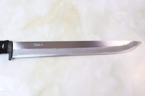 Takeshi Saji TS-120 KAGEBOSHI III "KATANA" | White Steel No.2 Damascus - japaneseknifedirect.mom