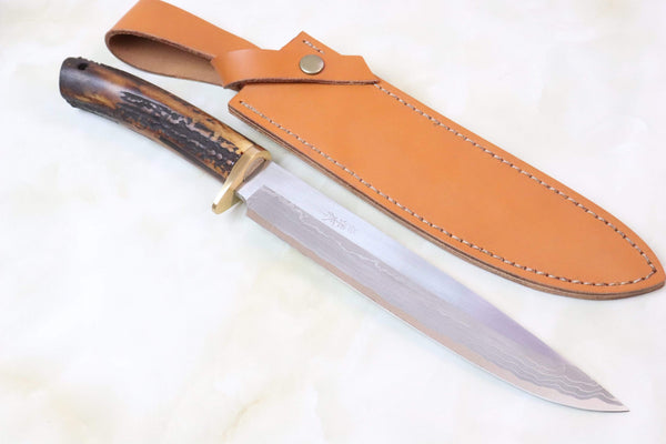 Takeshi Saji TS-15 Bowie  | White Steel No.2 Damascus - japaneseknifedirect.mom