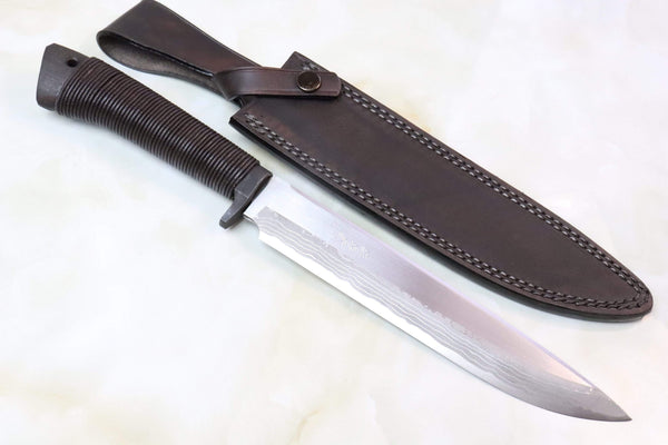Takeshi Saji TS-20 Damascus Hunter | White Steel No.2 Damascus - japaneseknifedirect.mom
