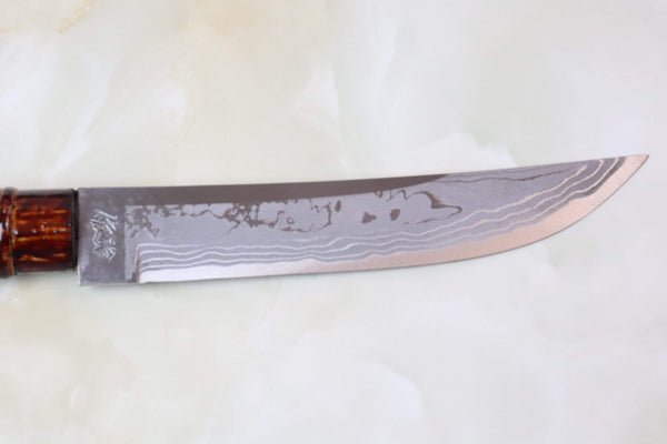 Takeshi Saji TS-60 SAMURAI | White Steel No.2 Damascus - japaneseknifedirect.mom