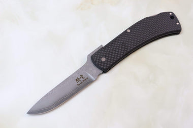 Toun (騰雲) Carbon Fiber Custom Higonokami HK01-DCF Lockback Higonokami Folder, Drop Point blade, Small - japaneseknifedirect.mom