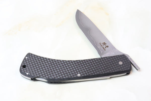 Toun (騰雲) Carbon Fiber Custom Higonokami HK02-RL Lockback Higonokami Folder, Razor blade, Large - japaneseknifedirect.mom