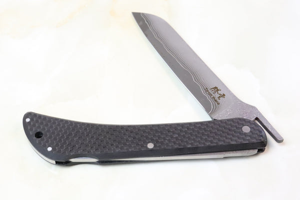 Toun (騰雲) Carbon Fiber Custom Higonokami HK03-SF Lockback Higonokami Folder, Sheepfoot blade - japaneseknifedirect.mom