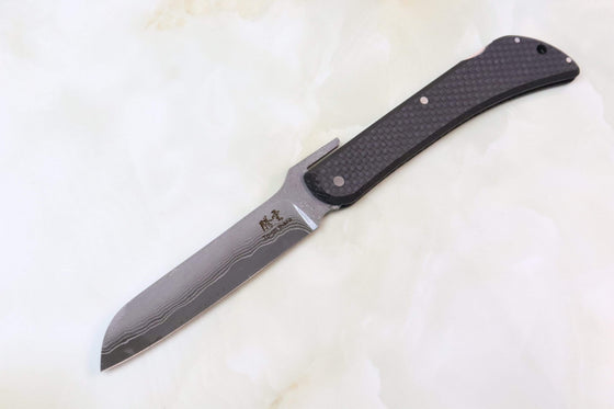 Toun (騰雲) Carbon Fiber Custom Higonokami HK03-SF Lockback Higonokami Folder, Sheepfoot blade - japaneseknifedirect.mom
