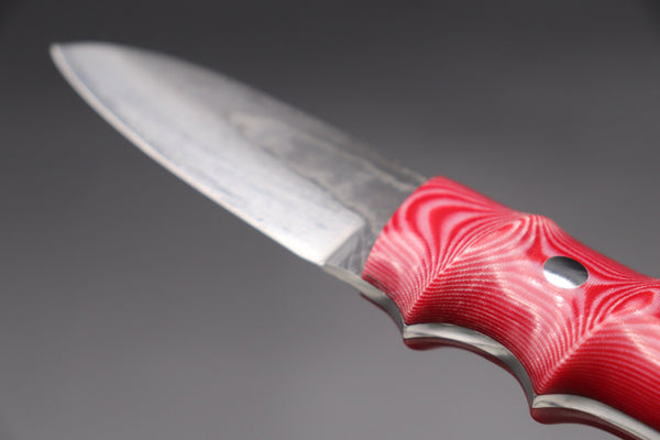 Yuta Katayama YK-2 Strong Hunter (Pink&White Linen Micarta Handle) - japaneseknifedirect.mom