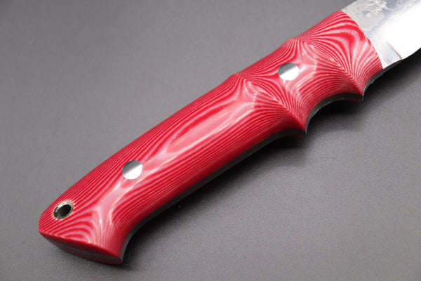 Yuta Katayama YK-2 Strong Hunter (Pink&White Linen Micarta Handle) - japaneseknifedirect.mom